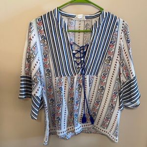 Floral and Stripe Tie Top